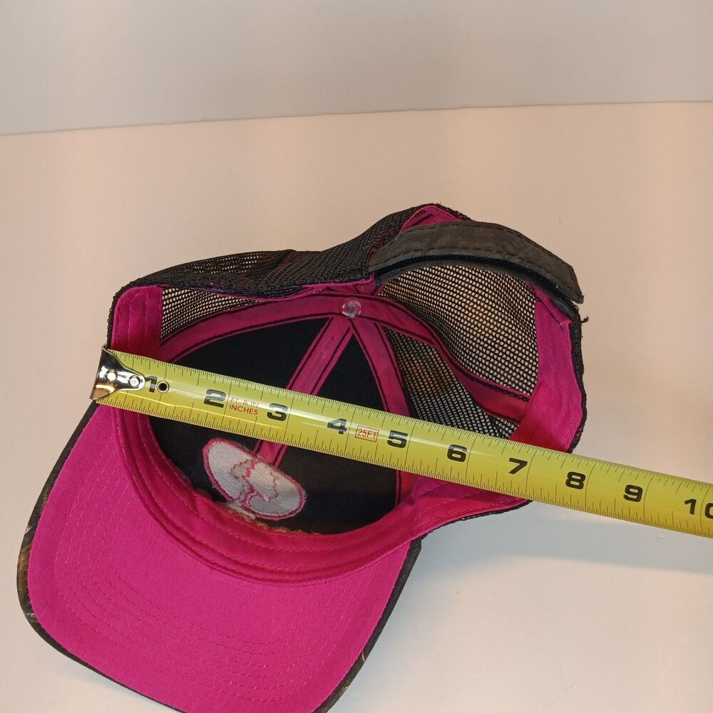 Mossy Oak Hat Cap Strap Back Womens One Size Black Camo Mesh Trucker Pink Logo - Picture 8 of 9